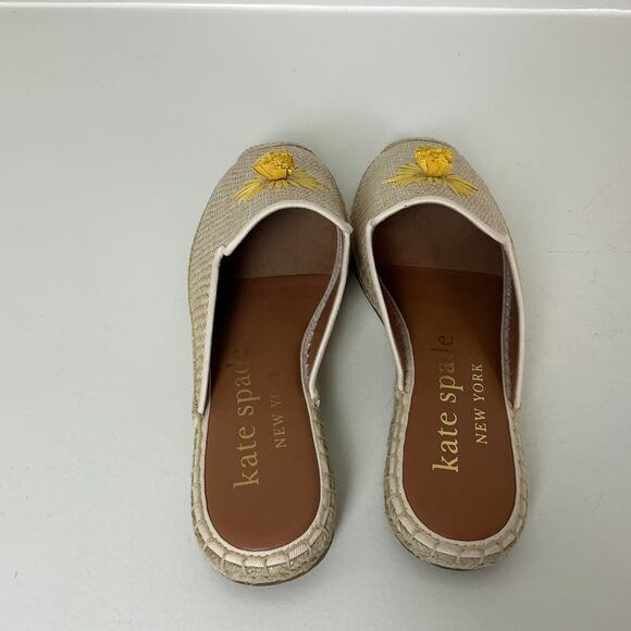 Kate Spade Raffia Straw Slip On Espadrille Slides Brown Size 9 Solero Sun Shoes - Picture 5 of 11